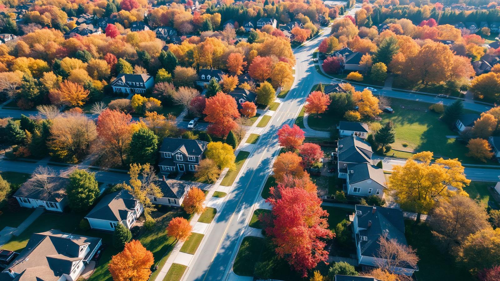Aerial view of a suburban Dayton and the Miami Valley neighborhood