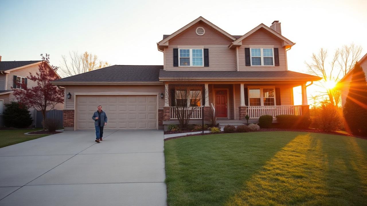 Well-maintained suburban Dayton and the Miami Valley home at sunset